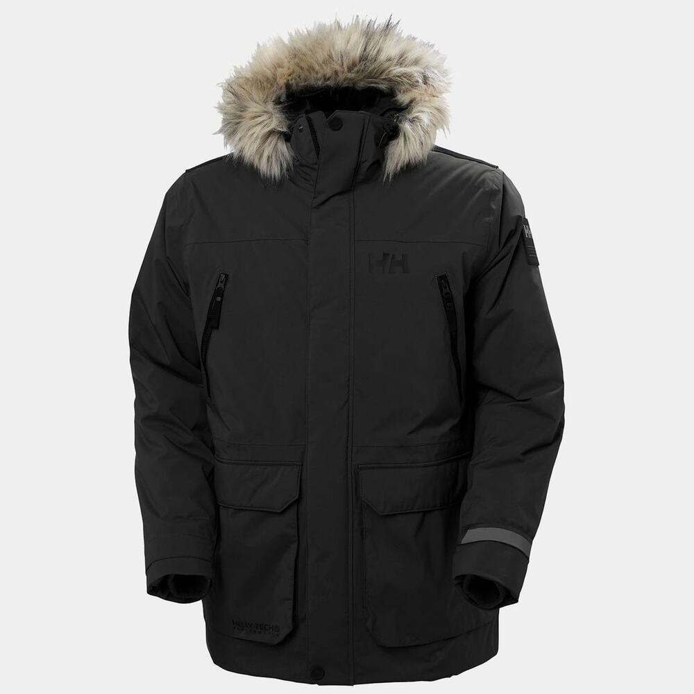 Helly Hensen Men's Reine Heavy Winter Parka Black Faux Fur Hoodie Size XL